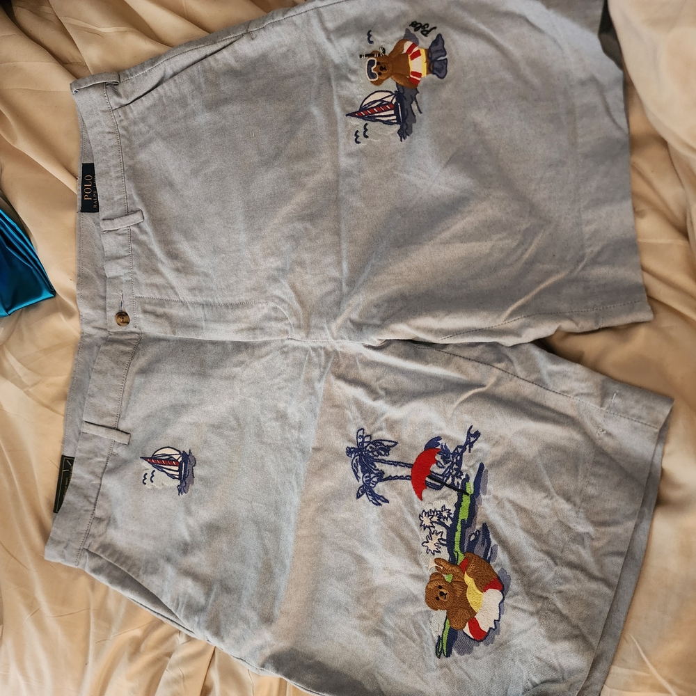 Polo by Ralph Lauren Gray Shorts with Bear Embroidery